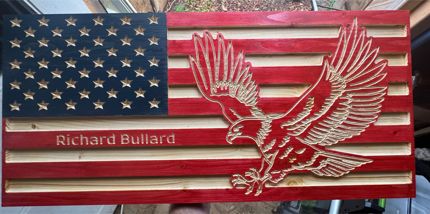 American Eagle Wooden Flag