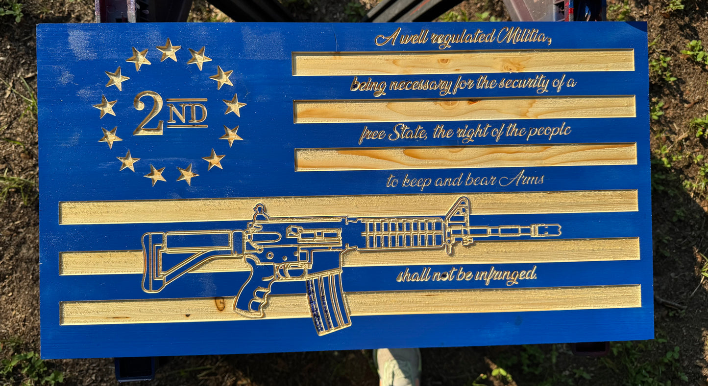 2nd Amendment Wooden Flag