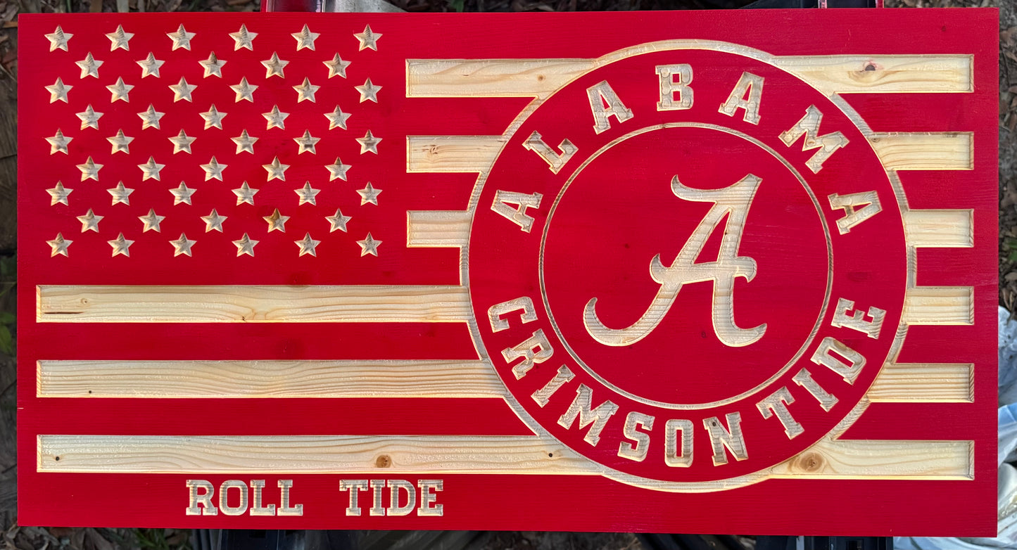 Alabama Football Wooden Flag