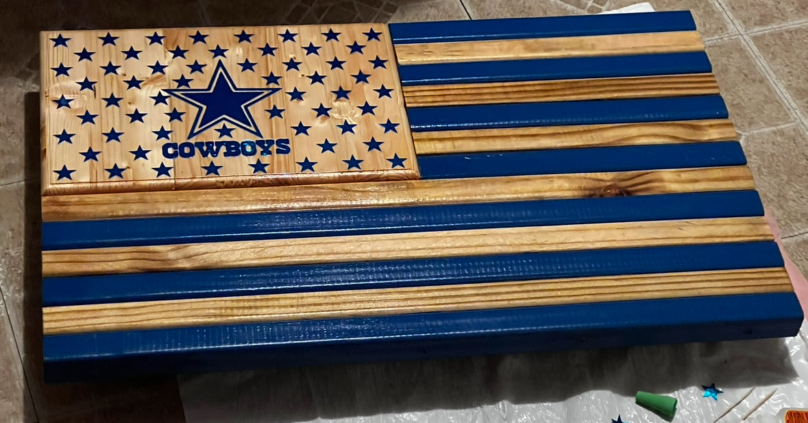 Dallas Cowboys Wooden Flag