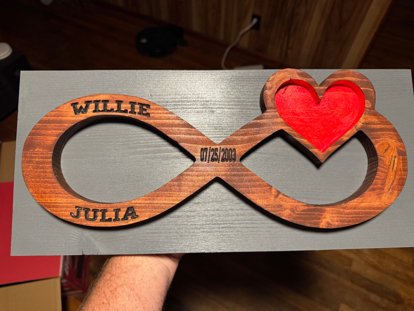 Infinity name and anniversary engraved sign