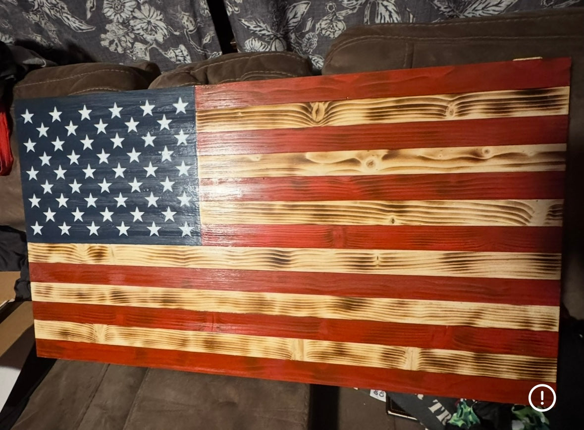 10 1/2 inches tall by 37 inch wide, Rustic American Flag I can either make indoor or outdoor. Beautiful flag! (Medium Flag)