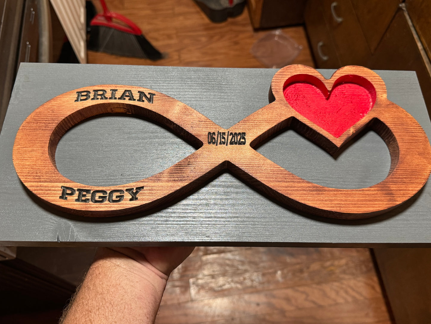Infinity name and anniversary engraved sign