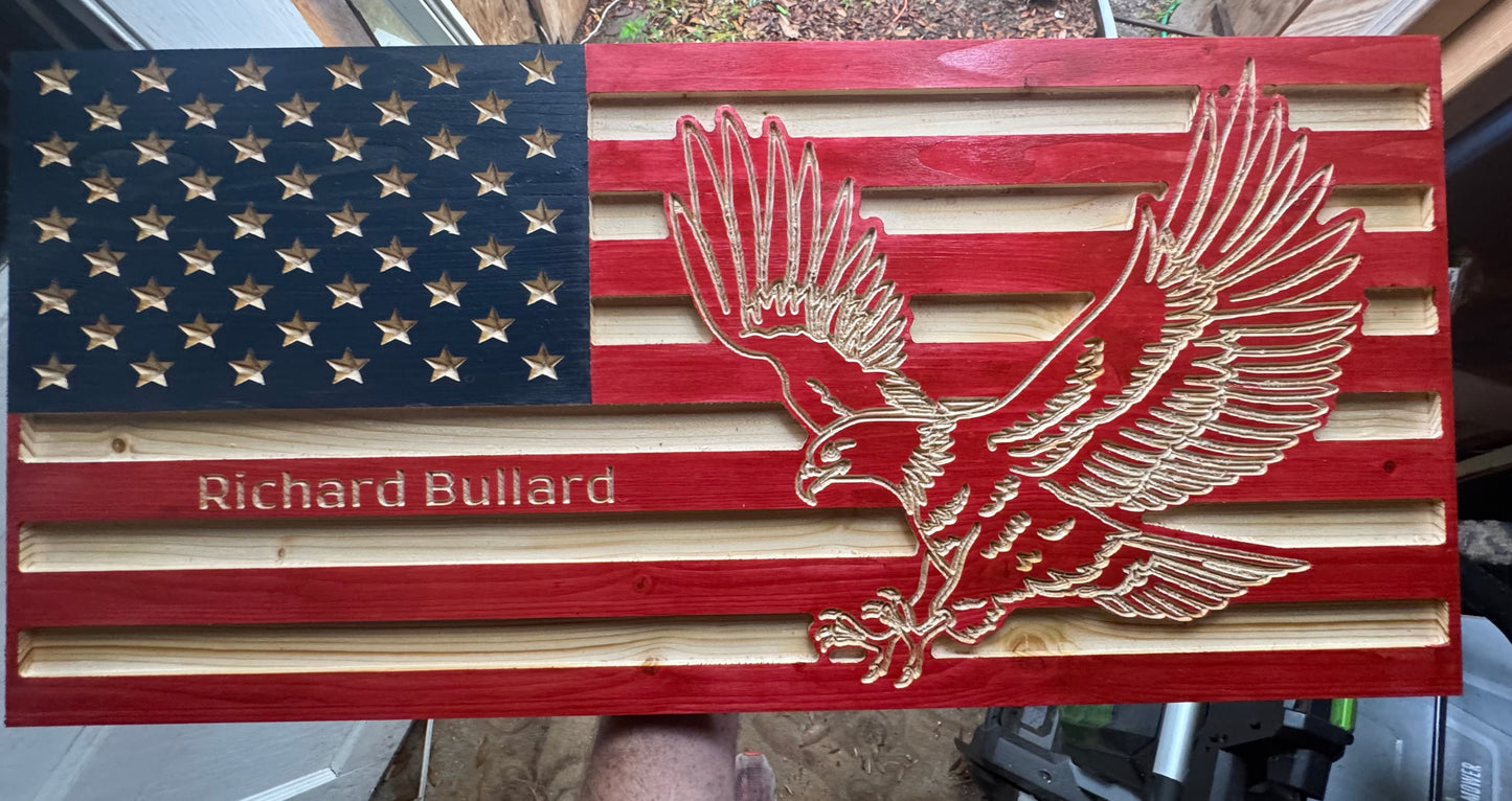 American Eagle Wooden Flag