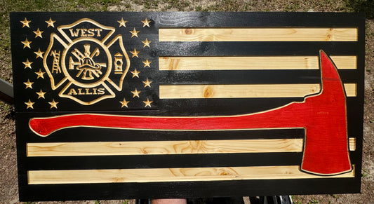 Firefighter Wooden Flag (customizable)