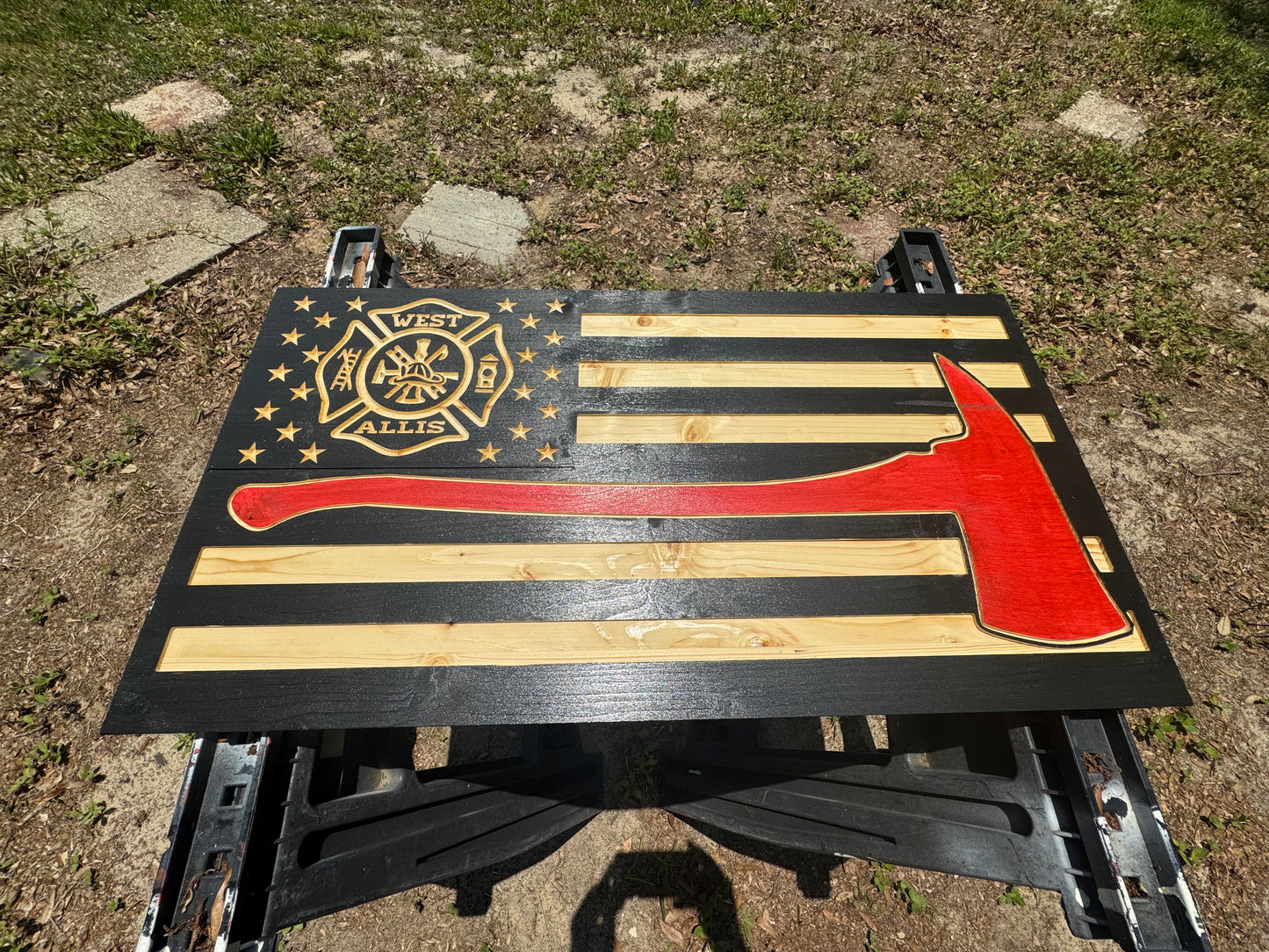 Firefighter Wooden Flag (customizable)