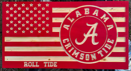 Alabama Football Wooden Flag