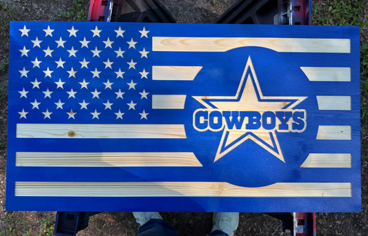 Dallas Cowboys Wooden Flag