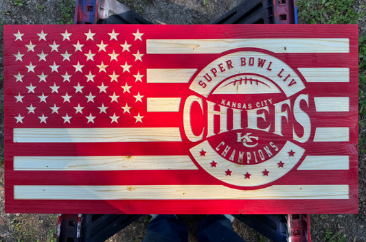 Kansas City Chiefs Wooden Flag
