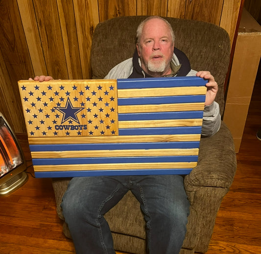 Dallas Cowboys Wooden Flag