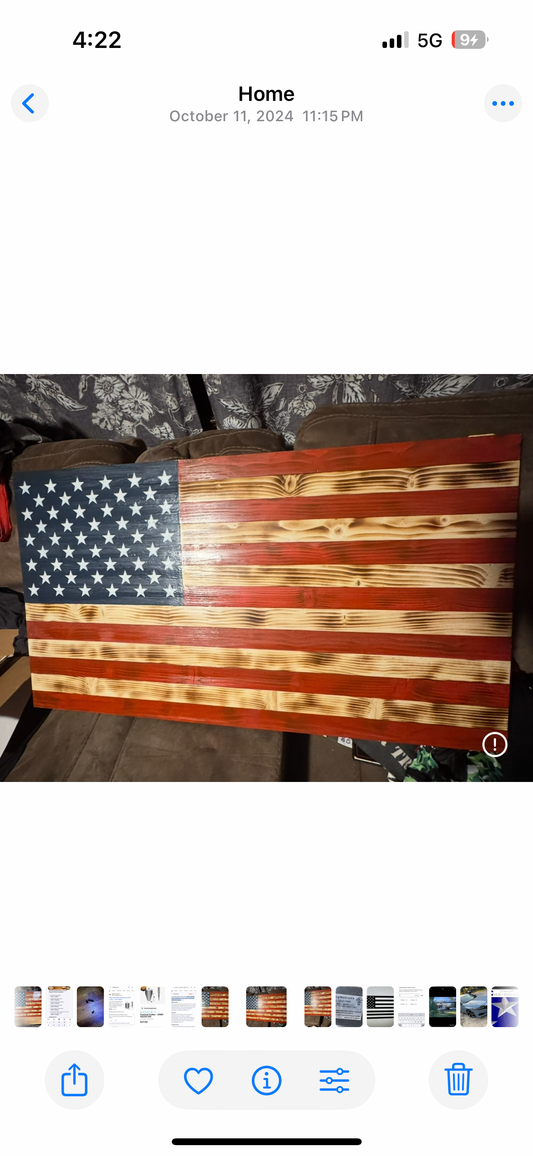 16”x30 Rustic American Flag I can either make indoor or outdoor. Beautiful flag!